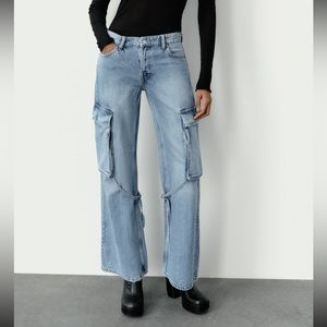 Zara Mid-Rise Cargo Jeans